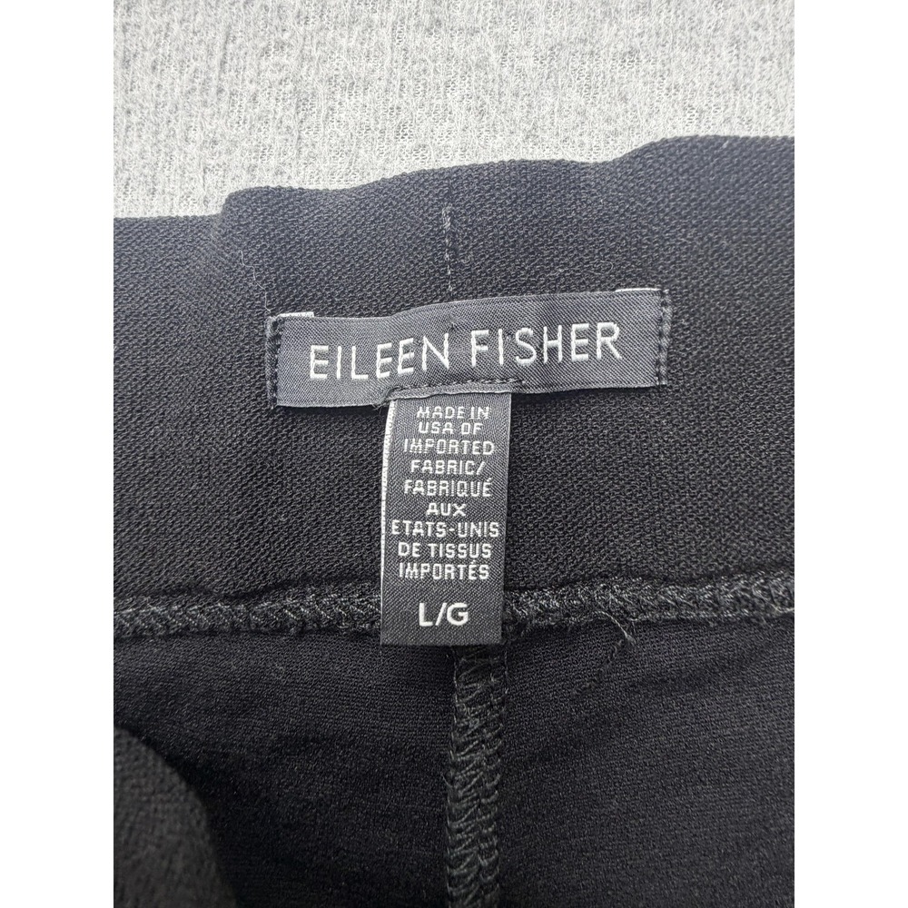 Eileen Fisher Dress Pants Womens L Black Knit Straight Leg Pull On Stretch - Picture 8 of 11